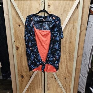 EUC Torrid Little Nemo button down top with ties and Torrid Orange Cami size 5